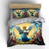 Angelic Depiction With Luminous Scriptures Printed Duvet Cover Set1 Duvet Cover+2 Pillowcasemulti Size Bedroom Bedding Decor