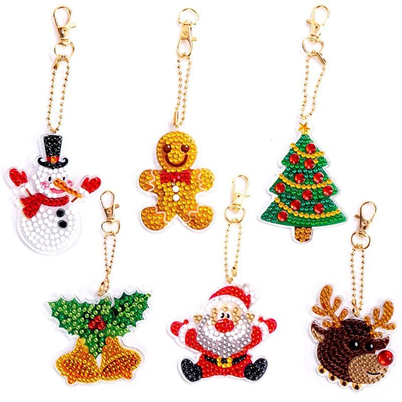 New Diy Diamond Painting Keychain Handmade Acrylic Pendant Jewelry Christmas Single-Sided Diamond Decoration Diamond Painting