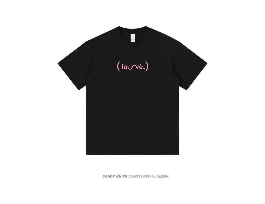 Unisex 2024 Summer All-Cotton Loose Fit Dopamine Print Short-Sleeve T-Shirt