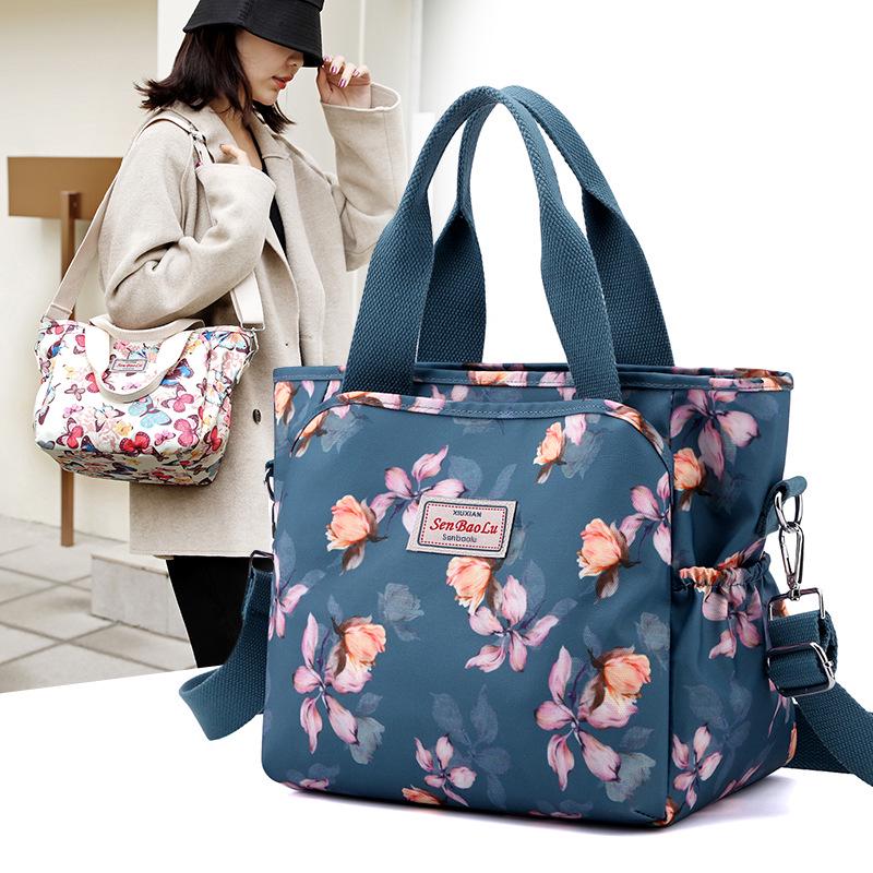 2026 Leichte Damen-Crossbody-Tasche aus bedrucktem Nylon mit mehrschichtigen Reißverschlusstaschen