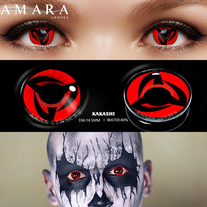 AMARA Farbkontaktlinsen für Augen, 2 Stück, Anime, Cosplay, farbige Linsen, ROT, Halloween-Linsen, Kontaktlinsen, Schönheits-Make-up