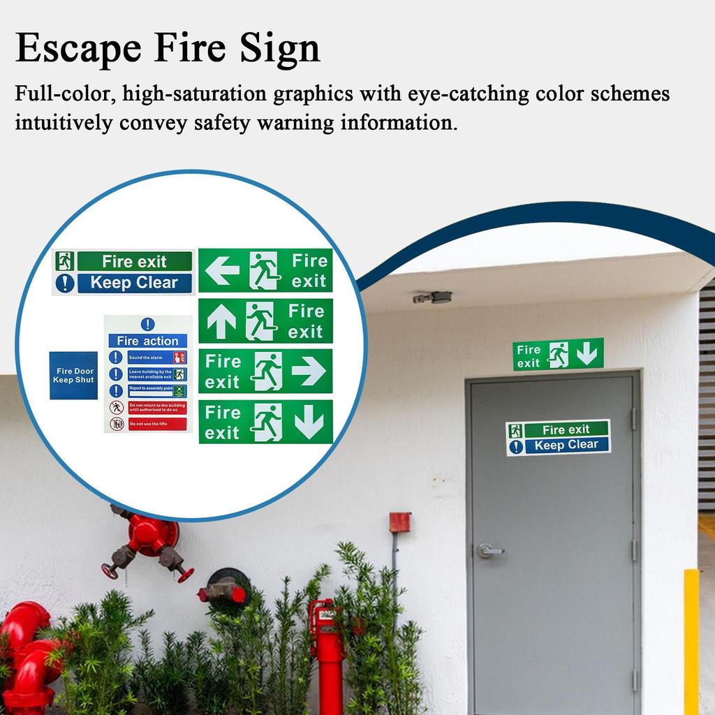 Exit Signs For Business Safety Exit Sign Sticker 7 Piece Fade Resistant Decal Survival Sticker For Industrial Outdoor Door Men