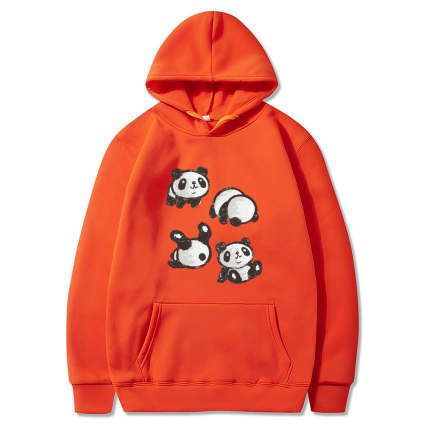 Autumn and Winter Chinese Panda Cartoon Printed Hoodie Classic Style College Style Men's and Women's Hoodies Daily Warm