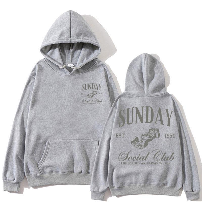 Sunday Social Running Club Print Hoodie Men Women Sporty Racing Fashion Hoody Sweatshirt Fleece Oversized Y2k Long Sleeve