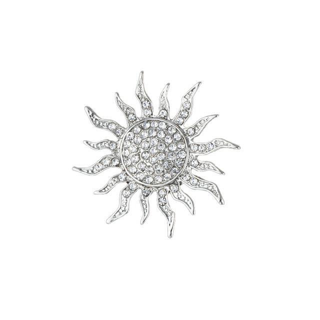 

Новая высококачественная металлическая брошь-булавка в виде цветка солнца, стразы, хрустальные булавки на лацкан, мужской костюм, рубашка, корсаж, значок, аксессуары для одежды