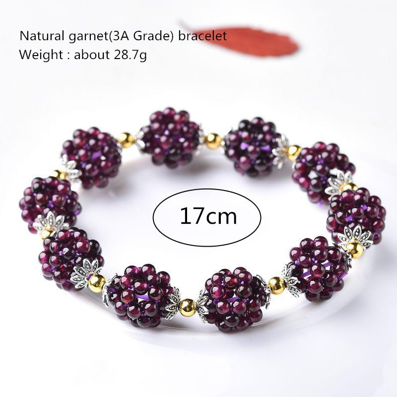 Buyee Natural Garnet Bracelet Small Round Loose Stone Bracelets Wine Red Gem Bead Charm Bracelet for Women Fashion Fine Jewelry