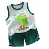 Baby Summer Cotton Sleeveless Shorts Set With Cartoon Prints For Toddler Boys And Girls