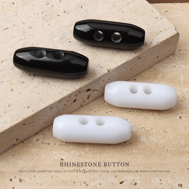 Black And White Resin Olive Buckle Coat Trench Coat Pair Buckle Down Jacket Cotton Jacket Horn Buckle Button