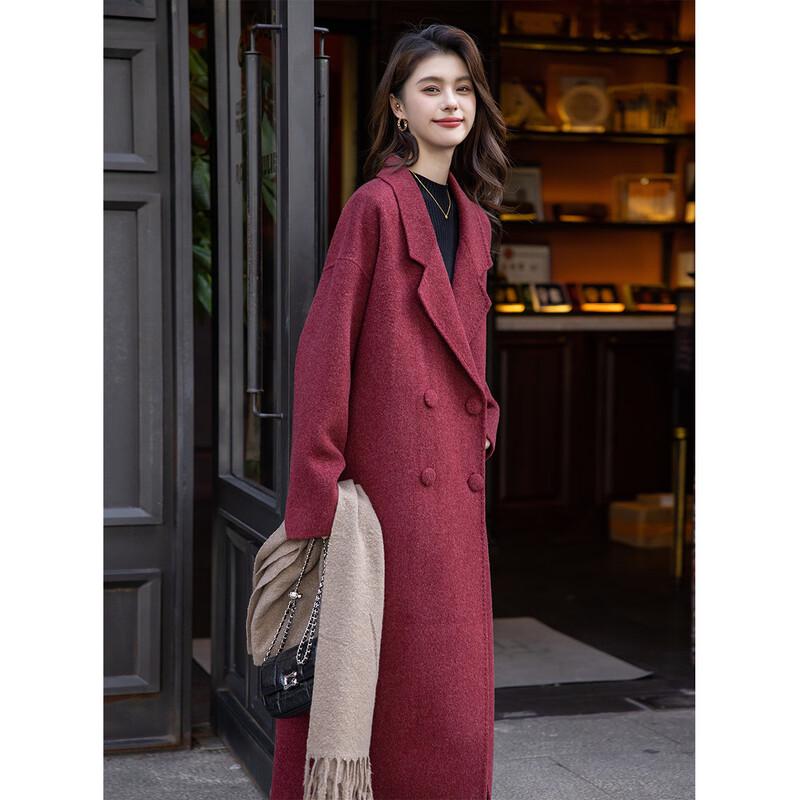 MOKANA Women's Elegant Long Wool Blend Coat