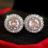 New Hong Kong Style Full Diamond Round Stud Earrings for Women - European & American High-End Hollow Design, Innovative and Stylish Jewelry
