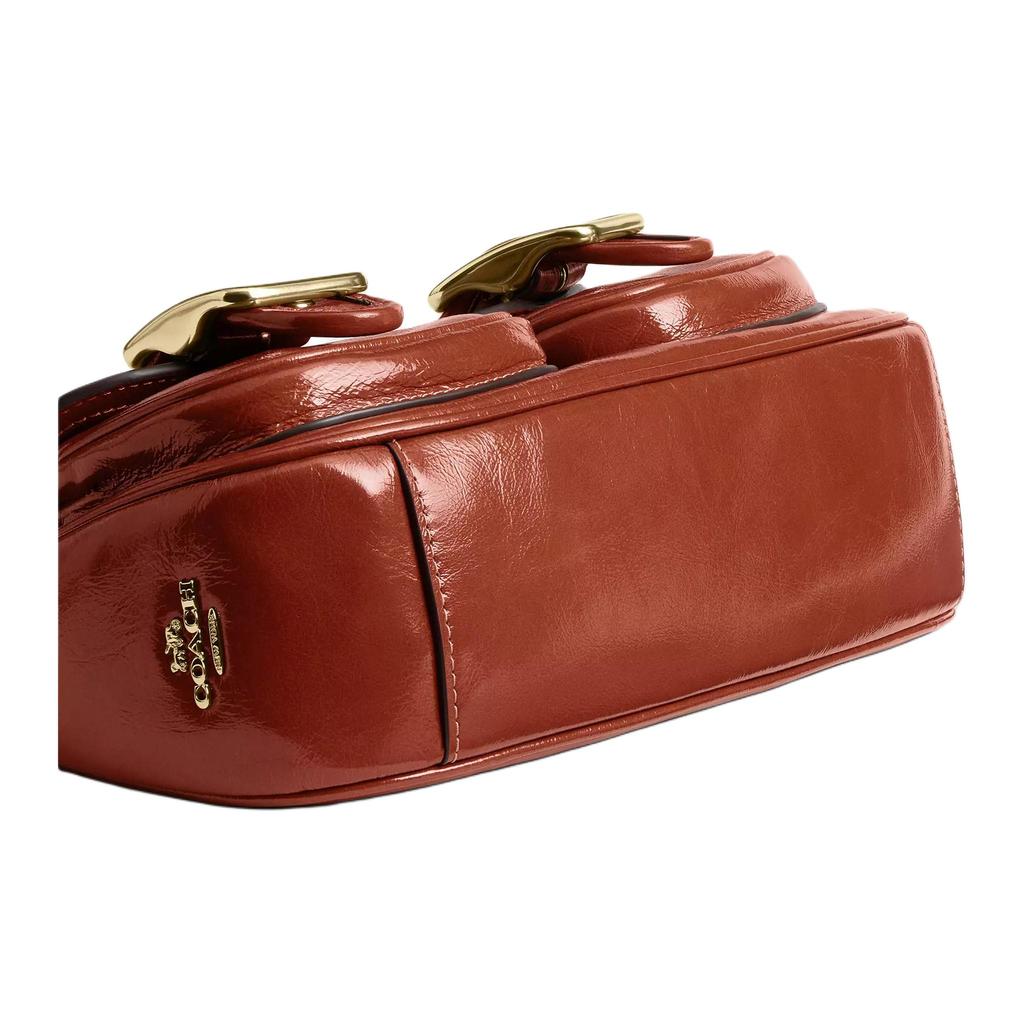 Coach Ashton 25 External Snap Pocket Leather Shoulder Bag Women Shoulder Bag Cinnamon Gold CBJ01-IMYW7