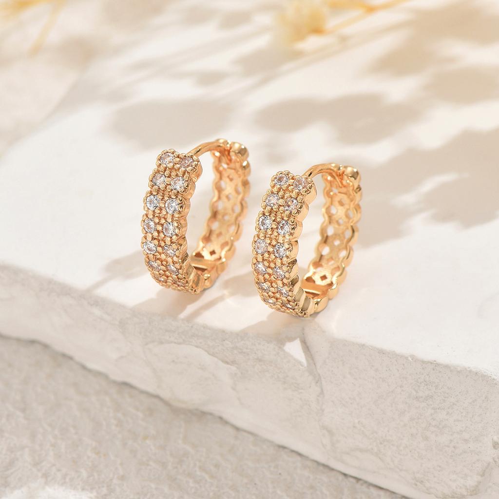 2025 Shein Hot-selling New Style Jewelry, Geometric Inlaid Zircon Earrings, Versatile High-end Stud Earrings