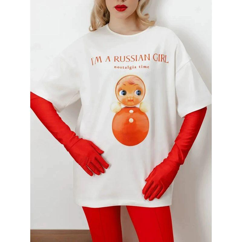 New Letter Printed T-Shirt Fashion Wind New Fashion Casual Loose round Neck Print T-shirt
