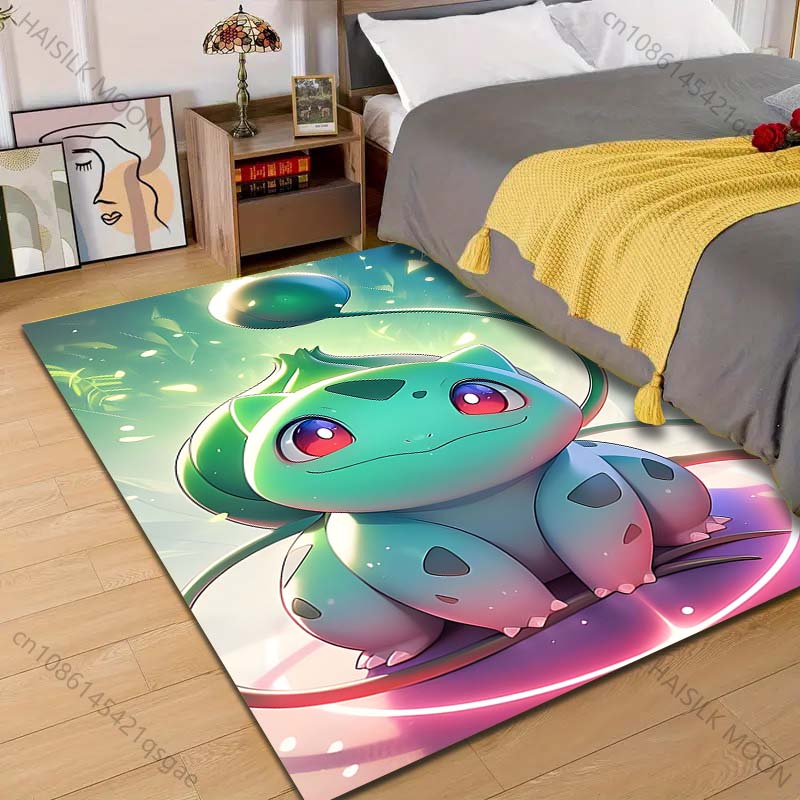 1PC P-Pokemon Bulbasaur Pattern Carpet for Living Room Bedroom Bedside Floor Mat Area Rug Home Large Area Decor Gift for Friends