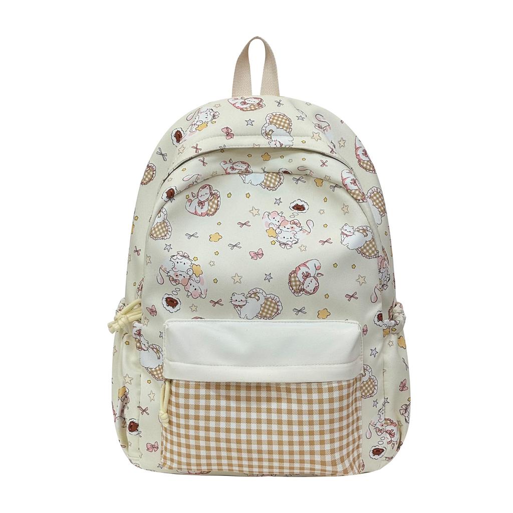 Schoolbag cute cat student backpack women's high-value color matching backpack large capacity small fresh junior high school student schoolbag