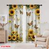 2D flat printing 2pcs Window Drapes Butterflies and sunflowers 100% Polyester,Without Electricity Wall Decor Applies to Festive