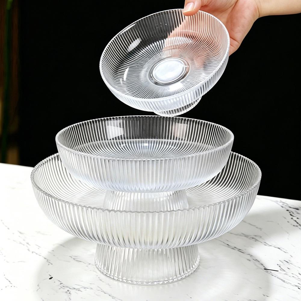 Elegante hohe Glas-Obstschale für Zuhause und Büro - Leichter Luxus-Stil