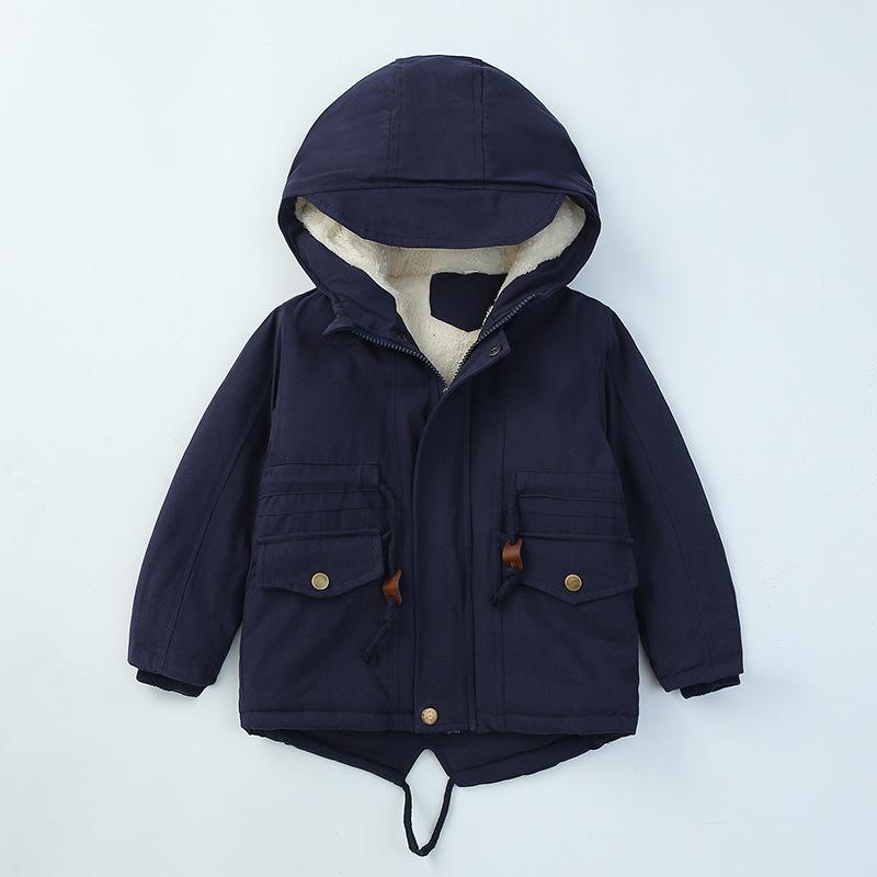 Long Style Kids Clothes Winter Jacket for Boys Fleece Velvet Kids Boys Girls Coat Outerwear Overalls for Children