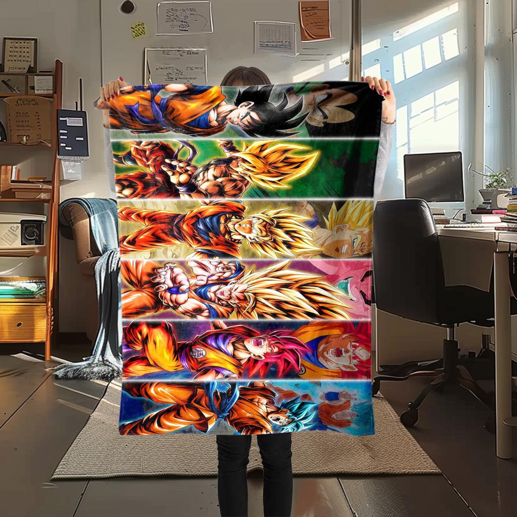 1 ks flanelová deka s potiskem DRAGON BALL, Vysoká kvalita, Pro všechna roční období, Domácí dekorace, Teplo a pohodlí, Perfektní jako vánoční dárky