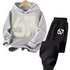 67 Chic Children's Hoodies Set 3-12Y Korean Streetwear Block Tracksuit Fashion Comfortable Kids Sweatshirt 2 Pcs Sets Pant Suit