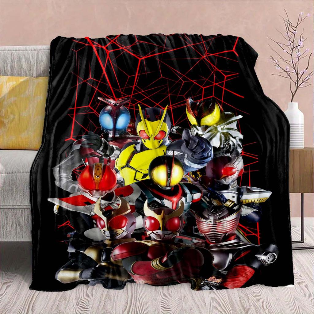 Kamen Rider Anime Flannel Blanket – Soft, Warm, Perfect for Sofas, Bedding, Camping, Travel, Office, and Home Decor – QJY