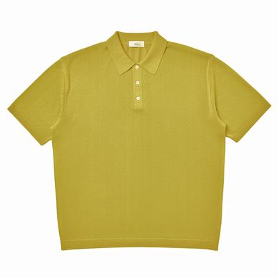 VERNO [Casual]Linen Like Button Polo Knit Lime
