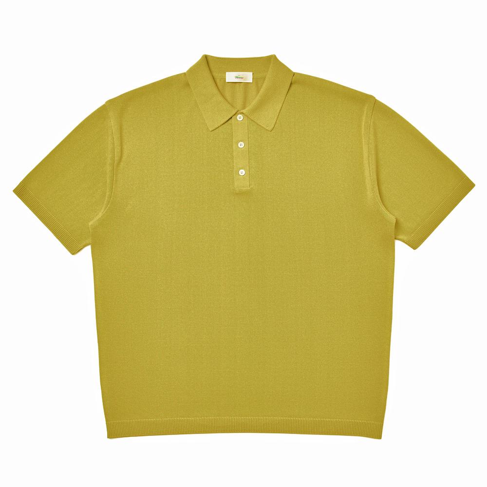 Berno [Casual]Linen Like Button Polo Knit Lime L