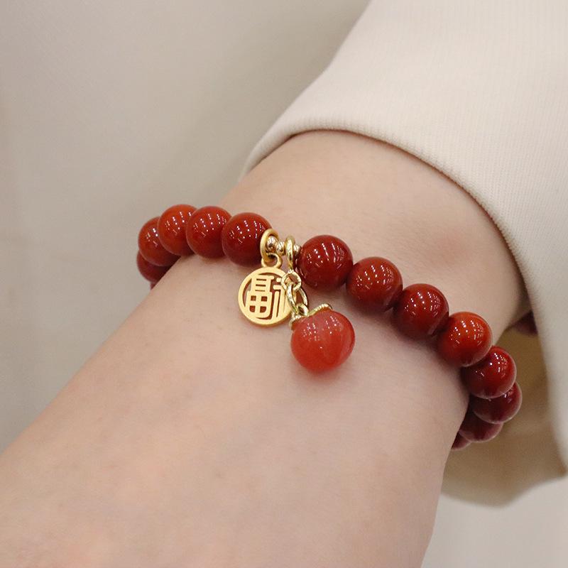 Natural Nanhong Agate Bracelet Fashion Women Daily Jewelry Lucky Gift