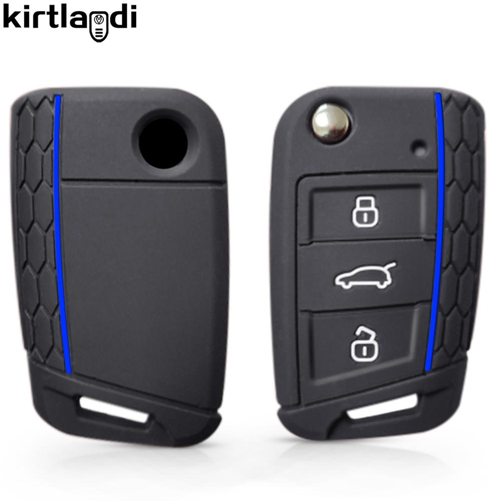 Silicone Key Cover Holder for Skoda Octavia A7 Rapid Kodiaq Fabia Seat Ibiza Leon Ateca for VW POLO Golf 7 Tiguan T-Roc T6 Case