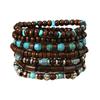 7-Piece new wooden bead turquoise men's and women's bracelets are suitable for daily wear by men and women