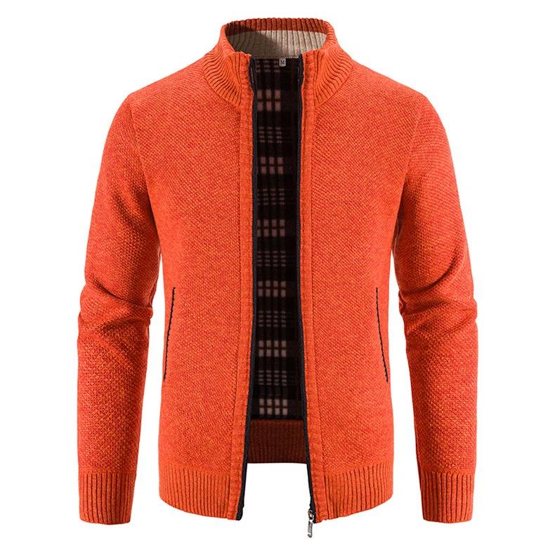 Men's Casual Knit Cardigan Sweaters Slim Fit Fleece Full Zip Thick Knitted Cardigan Winter Outwear