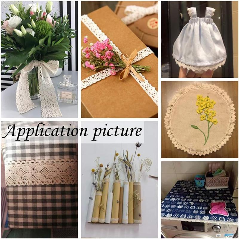 1/5M Vintage Ribbon Cotton Lace Trim Ribbon Craft Lace Crochet Sewing Lace Fabric DIY Gift Wrapping Wedding Scrapbooking Decor