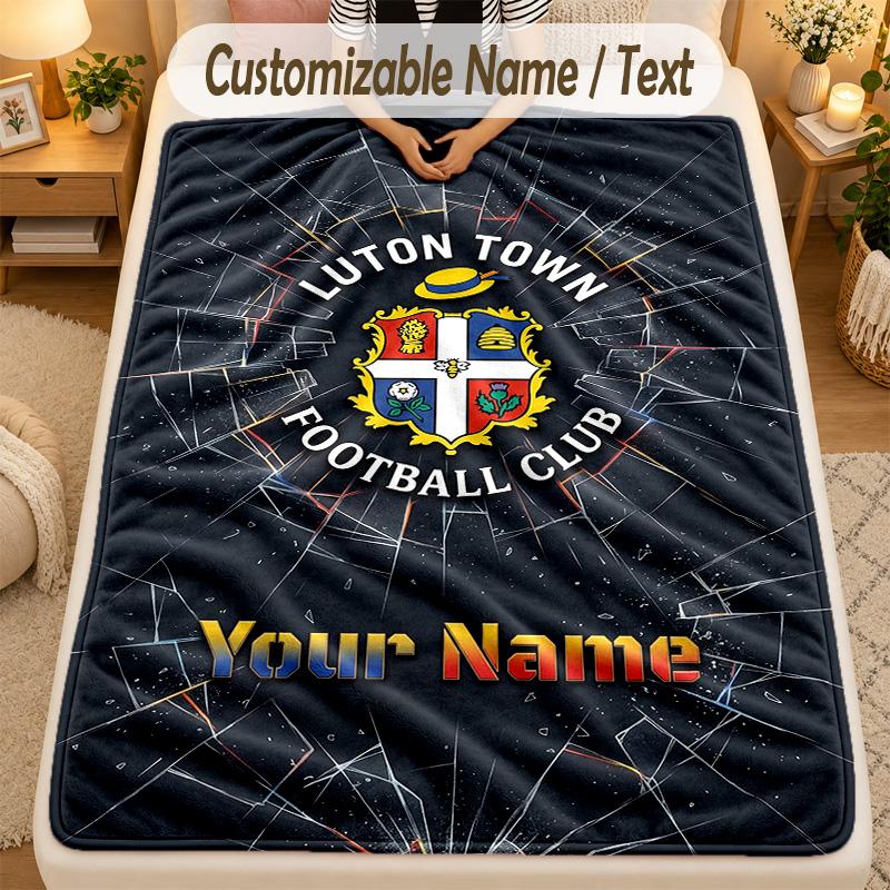 Flannel BlanketLuton Town Custom Name Text Personalized Soft Warm Throw Blanket Home Decor Gift