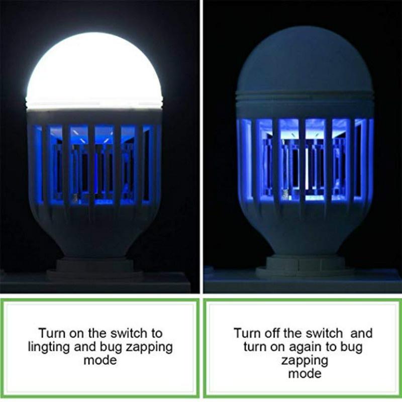 Household Mosquito Killer Bug Zapper LED Light Bulb 2-in-1 Mosquito Repellent Lamp White Bulb