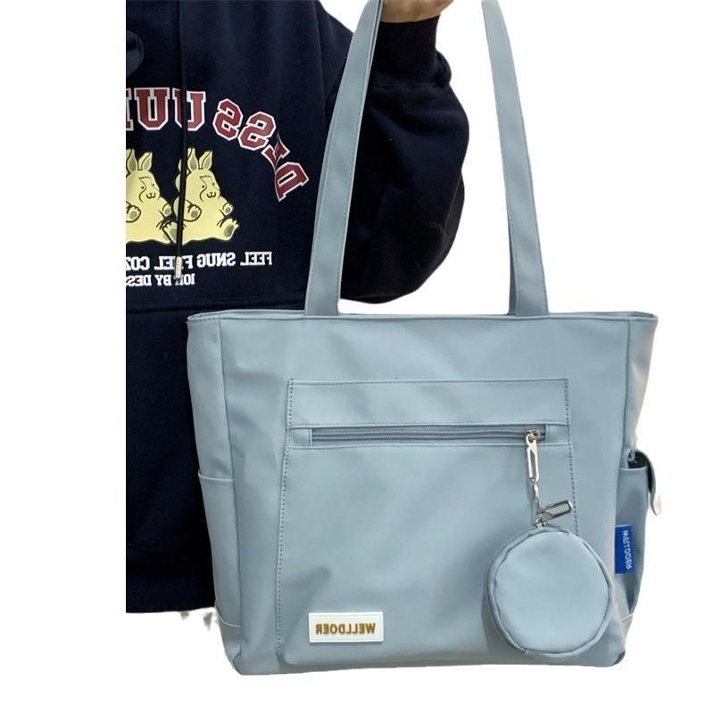 Borsa a Tote in Nylon da Donna con Grande Capacità e Chiusura a Zip per Uso Quotidiano