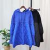 Autumn and Winter New Splicing Cotton Clothes Hooded Knitted Tops Loose and Versatile Design Sweater Pullover Women