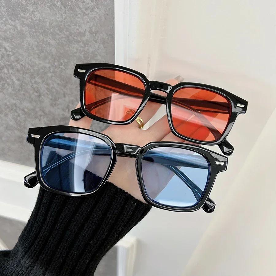 Fashion Plain Rectangle Sunglasses Men Women Brand Designer Classic Vintage Sun Glasses Male Travel Shades
