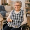 Adaptive Clothing for Seniors Double-sided Waterproof Adult Bib, with Adjustable Neck Strap, Wide Reusable Bibs Eating Crumb Catcher Large Washable