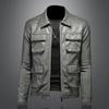 Nuovo Stile Uomo Giacca in Pelle da Motociclista con Collo a Revers Capospalla Vestibilità Slim Moda Cappotto in Pelle da Uomo 7065