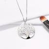 Jewelry S925 Sterling Silver Necklace Tree of Life Zircon Pendant Hollow Necklace