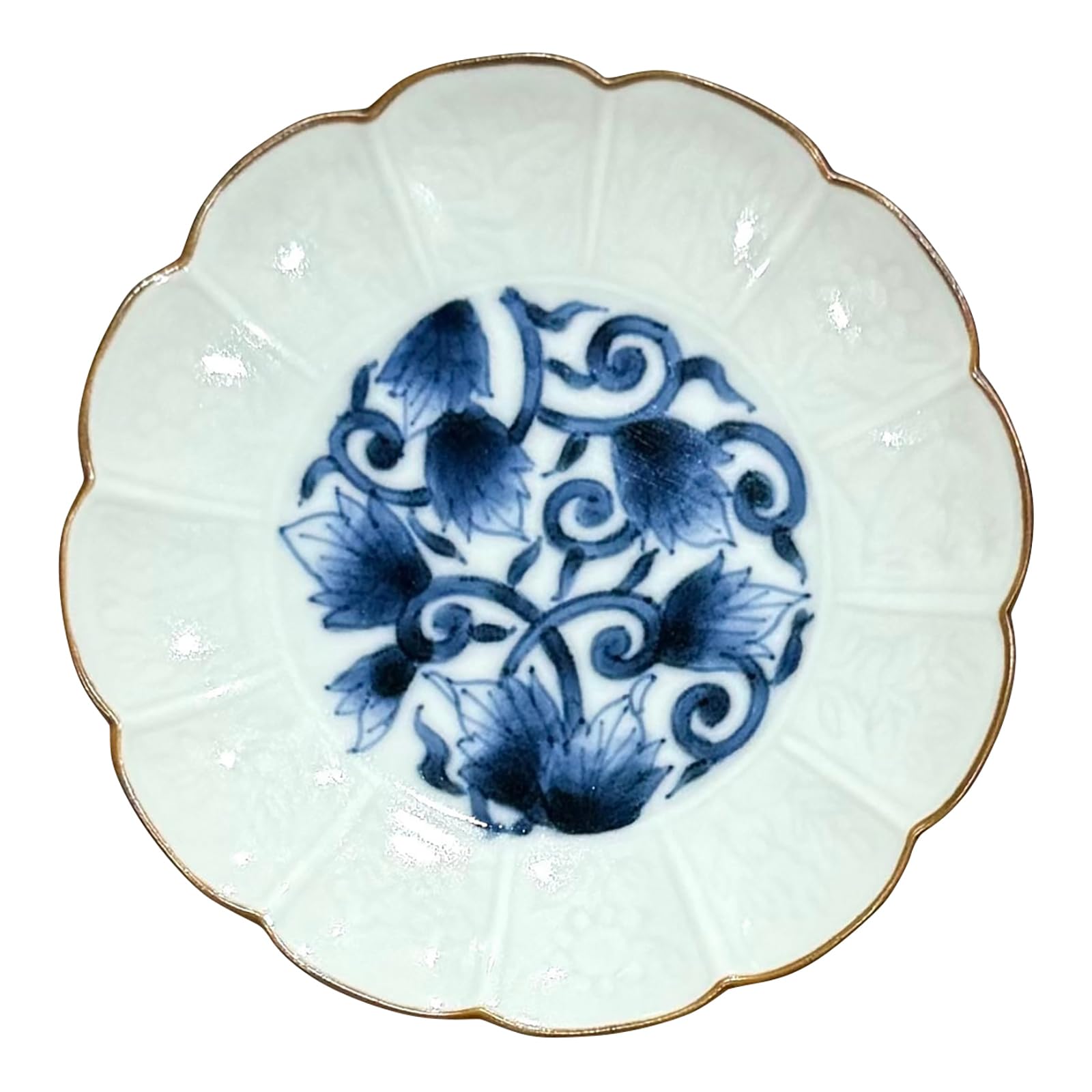 

Arita ware small plate, hand-painted, Housen kiln, antique arabesque pattern, chrysanthemum split small plate, approximately 10cm