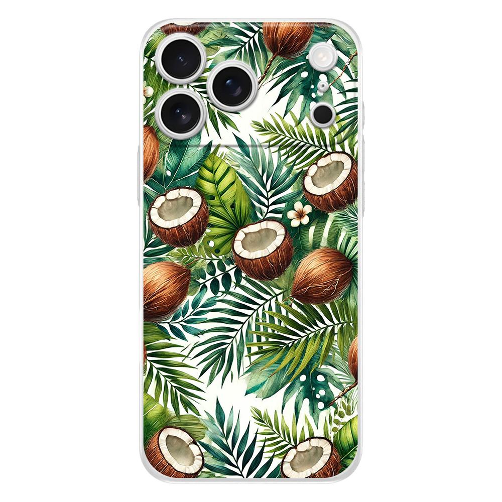 Soft Clear TPU Phone Case For iPhone 17 Air 16E 16 11 15 14 Pro MAX 12 13 7 8 Plus SE Easter Cover Protection Summer Coconut