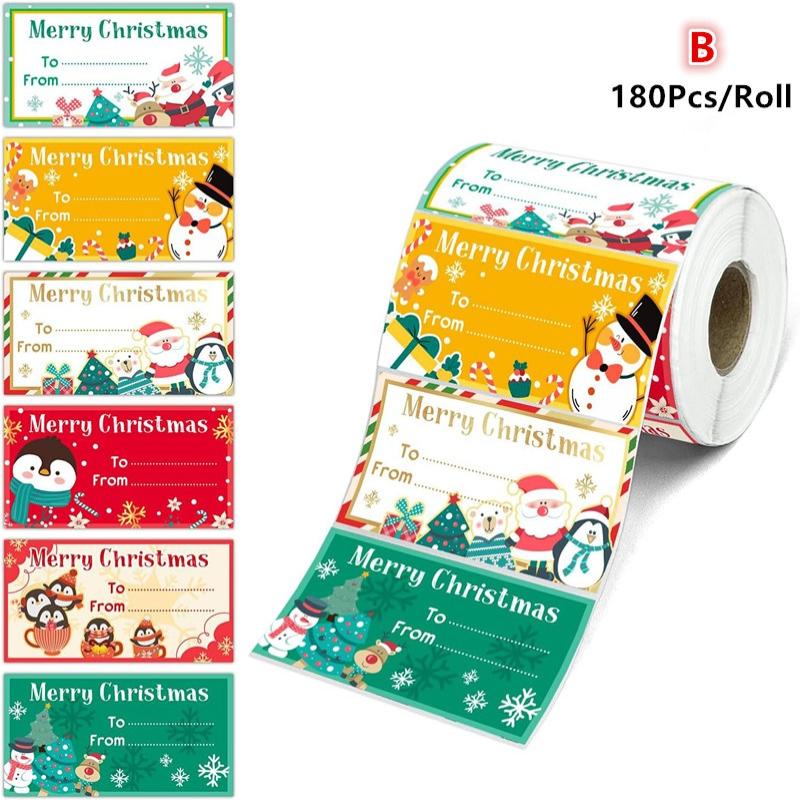 

210Pcs/Roll Christmas Decorations Stickers Xmas Party Seal Labels Stickers For Diy Gifts Baking Package Candy Bag Envelope Decor