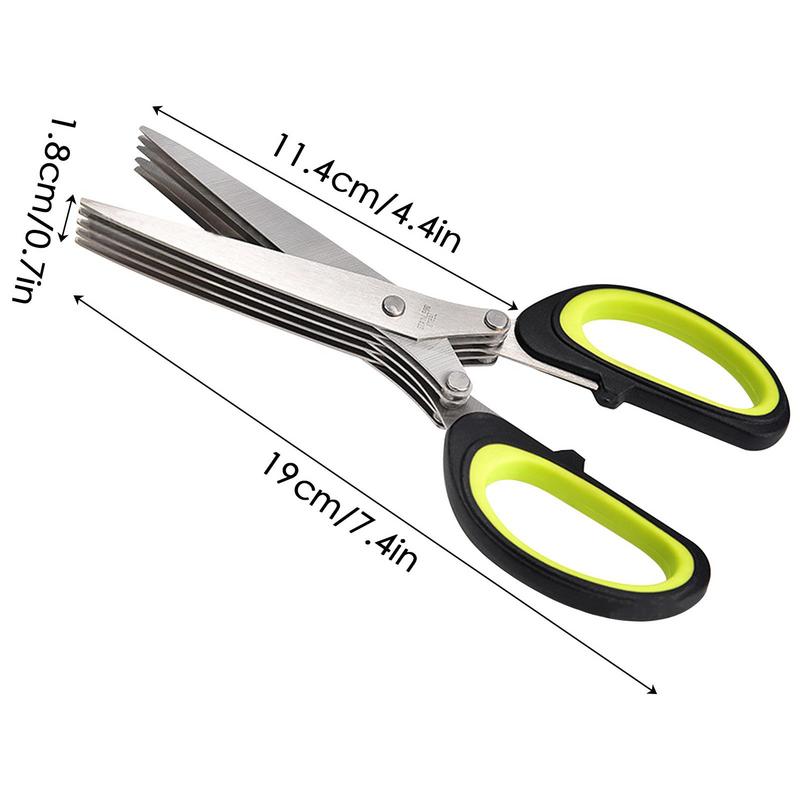 Multi Layer Scissor Kitchen Shears 5 Blade Stainless Steel Scallion Cutter Laver Spices Herb Chive Cutter For Cutting Cilantro