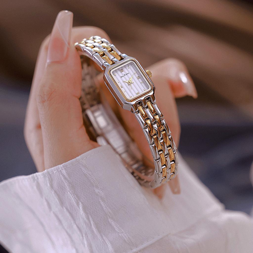Square Vintage Gold Watch for Women Stainless Steel Bracelet Business Quartz Women's Wristwatch Waterproof Daily Dress Clock NEW