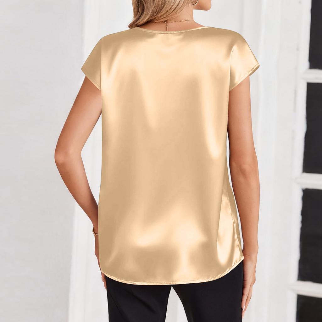 Dámské topy s fleky Halenka s krátkým rukávem Trička s výstřihem do V Business Casual Outfity