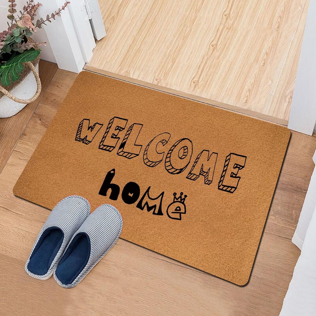 Welcome Sweet Home Pattern Printed Floor Mat Door Mat Entrance Carpet Bathroom Absorbent Non Slip Mat Kitchen Door Mat