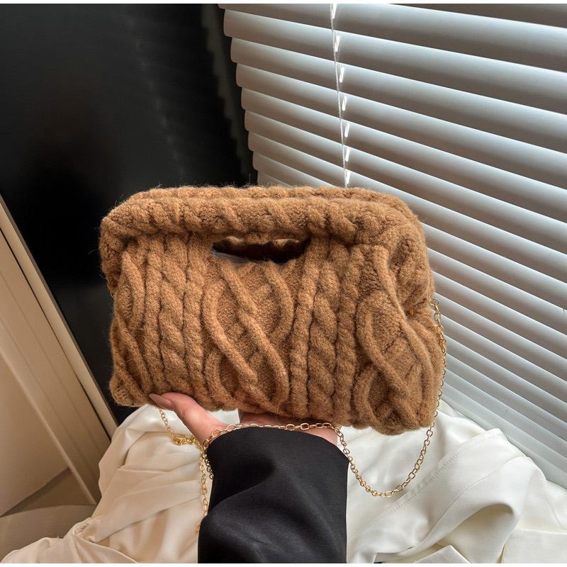 Retro Handtasche Wolkenform Mode Dime Gehäkelt Bankett Tasche Koreanischer Stil Einfach Lässig Clip Kette Umhängetasche Schultertasche