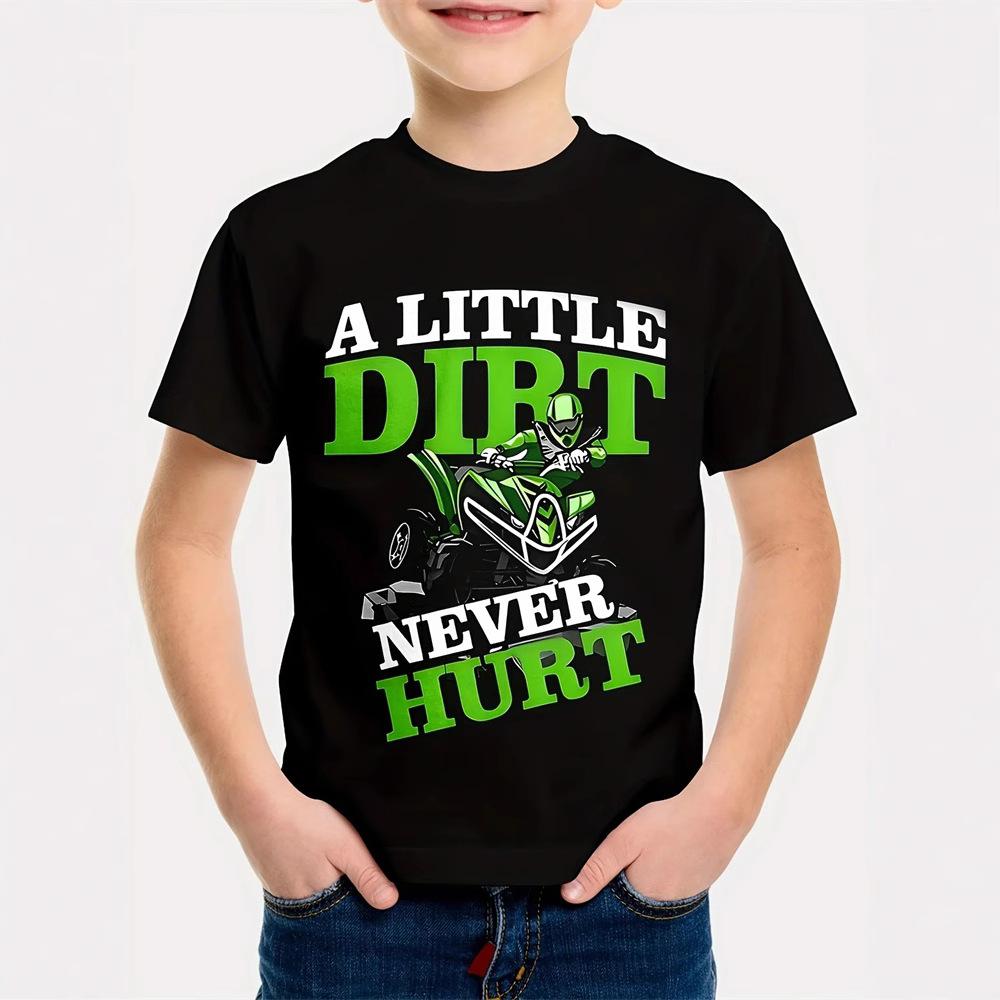 Summer Round Neck 3D Racing Series Printed Top Fashionable Casual Short Sleeved Children's Boy T-shirts