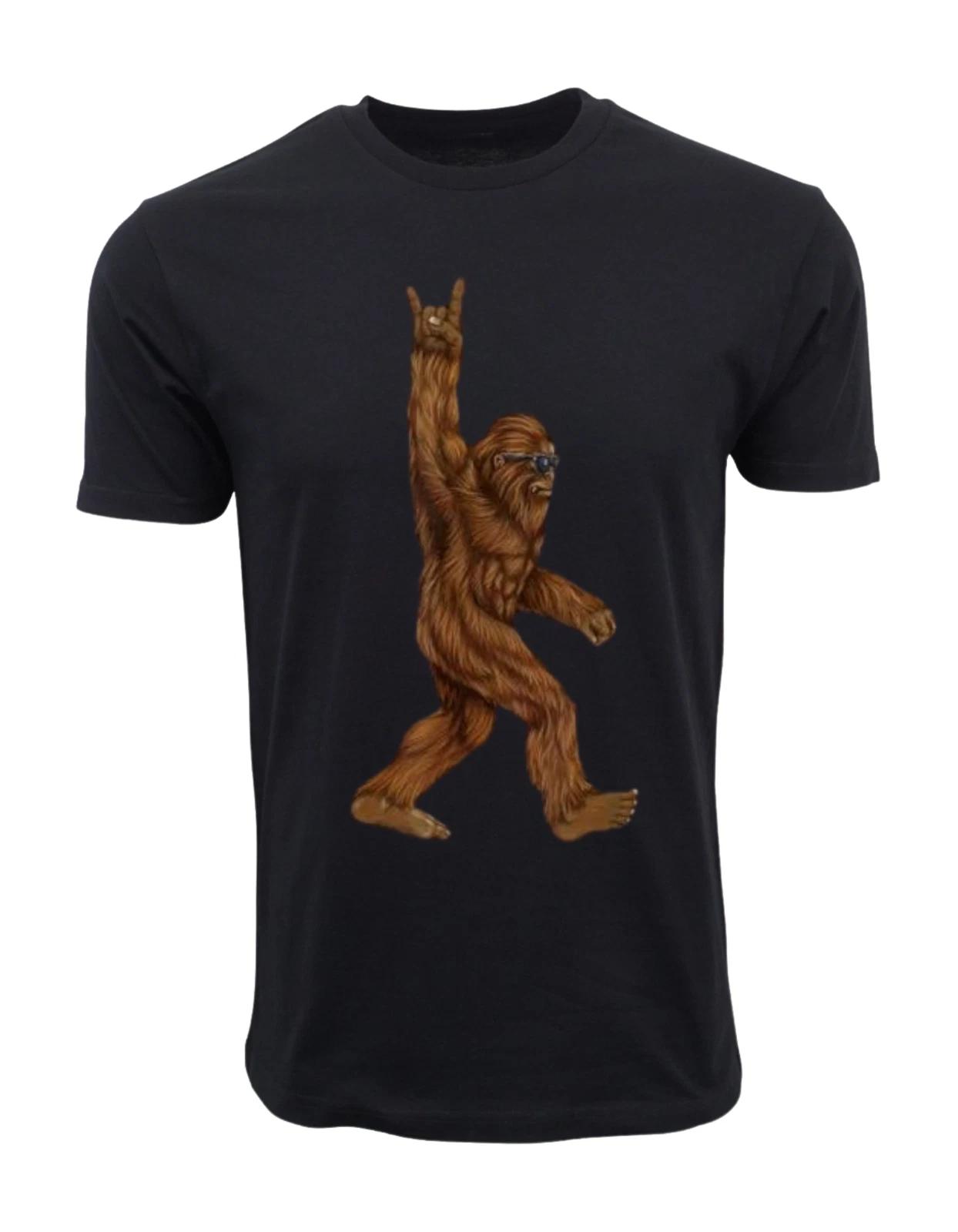 Unisex Adult Casual Music Rock On Bigfoot Sasquatch Loves Rock And ... L